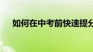 如何在中考前快速提分——策略与技巧