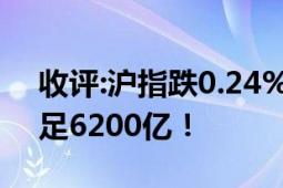 收评:沪指跌0.24%失守3000点 两市成交不足6200亿！