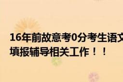 16年前故意考0分考生语文101英语95分 准备从事高考志愿填报辅导相关工作！！