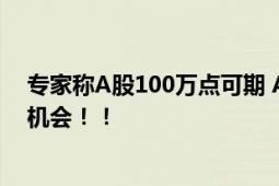 专家称A股100万点可期 A股将为投资者带来实质性的盈利机会！！