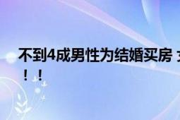 不到4成男性为结婚买房 女性将买房视作“给自己留后路”！！