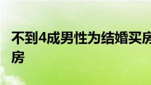 不到4成男性为结婚买房 女性更多为养老而买房