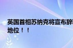 英国首相苏纳克将宣布辞职 保守党或失去持续14年的执政地位！！