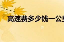 高速费多少钱一公里？详细解析收费标准