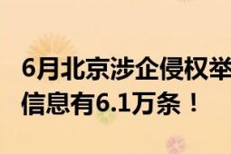 6月北京涉企侵权举报受理情况 网络侵权举报信息有6.1万条！