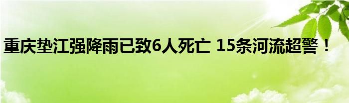 重庆垫江强降雨已致6人死亡 15条河流超警！