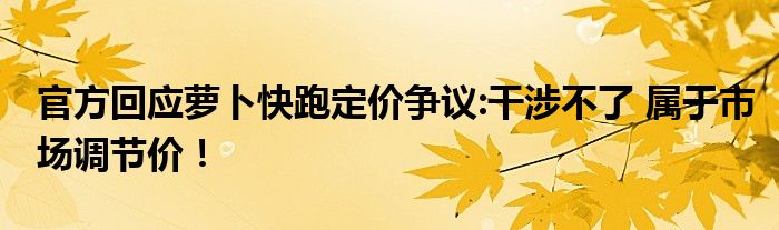 官方回应萝卜快跑定价争议:干涉不了 属于市场调节价！