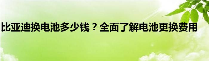 比亚迪换电池多少钱？全面了解电池更换费用