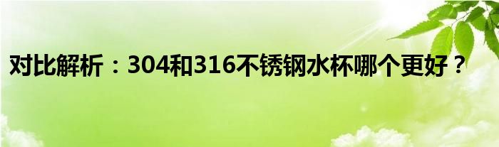 对比解析：304和316不锈钢水杯哪个更好？