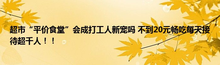 超市“平价食堂”会成打工人新宠吗 不到20元畅吃每天接待超千人！！