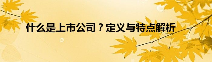 什么是上市公司？定义与特点解析