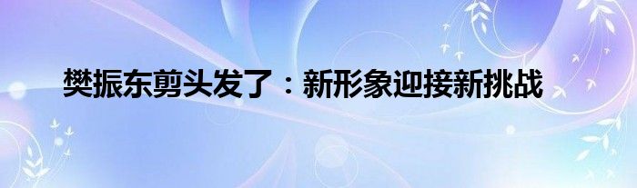 樊振东剪头发了：新形象迎接新挑战