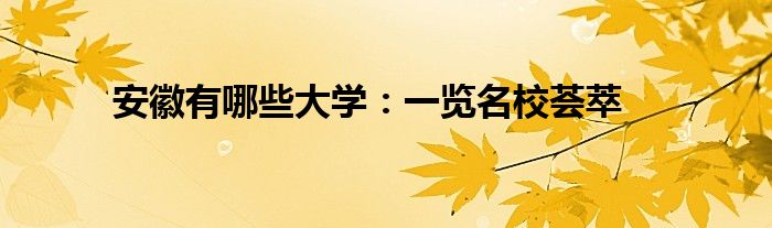 安徽有哪些大学：一览名校荟萃