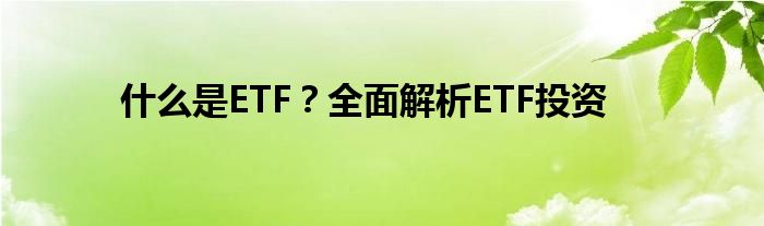 什么是ETF？全面解析ETF投资