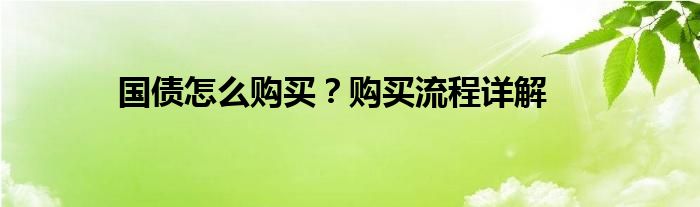 国债怎么购买？购买流程详解