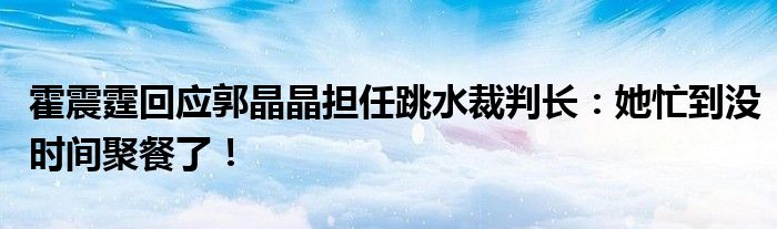 霍震霆回应郭晶晶担任跳水裁判长：她忙到没时间聚餐了！