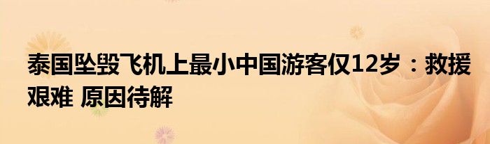 泰国坠毁飞机上最小中国游客仅12岁：救援艰难 原因待解