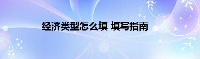 经济类型怎么填 填写指南