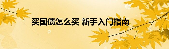 买国债怎么买 新手入门指南