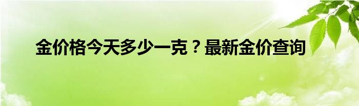 金价格今天多少一克？最新金价查询