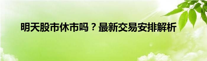 明天股市休市吗？最新交易安排解析