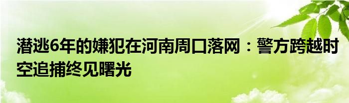 潜逃6年的嫌犯在河南周口落网：警方跨越时空追捕终见曙光