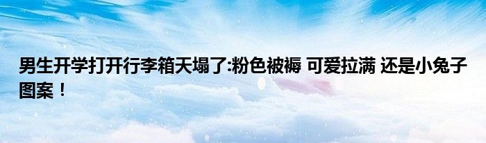 男生开学打开行李箱天塌了:粉色被褥 可爱拉满 还是小兔子图案！