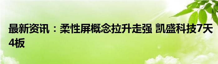 最新资讯：柔性屏概念拉升走强 凯盛科技7天4板