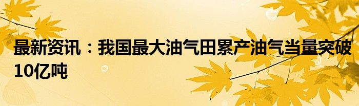 最新资讯：我国最大油气田累产油气当量突破10亿吨