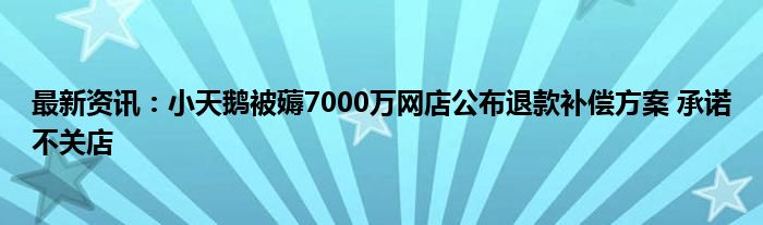 最新资讯：小天鹅被薅7000万网店公布退款补偿方案 承诺不关店