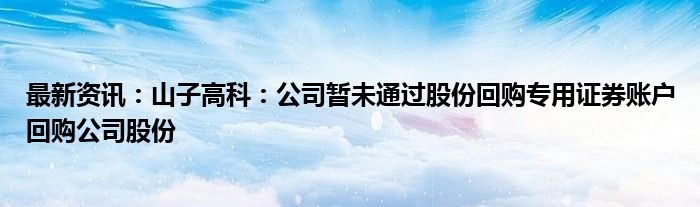 最新资讯：山子高科：公司暂未通过股份回购专用证券账户回购公司股份