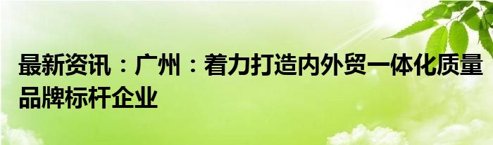 最新资讯：广州：着力打造内外贸一体化质量品牌标杆企业