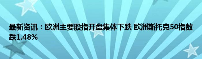 最新资讯：欧洲主要股指开盘集体下跌 欧洲斯托克50指数跌1.48%