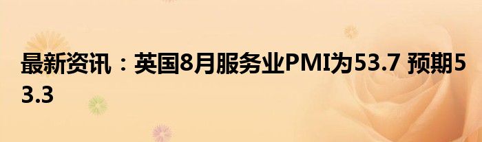 最新资讯：英国8月服务业PMI为53.7 预期53.3