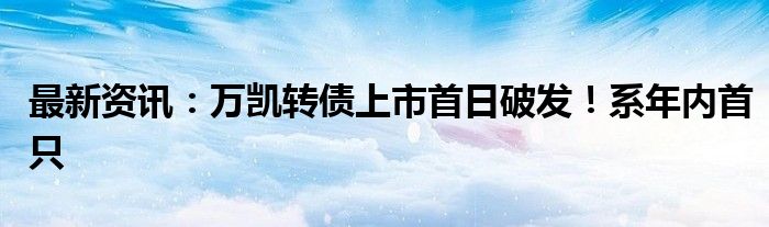 最新资讯：万凯转债上市首日破发！系年内首只