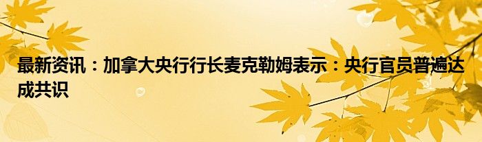 最新资讯：加拿大央行行长麦克勒姆表示：央行官员普遍达成共识