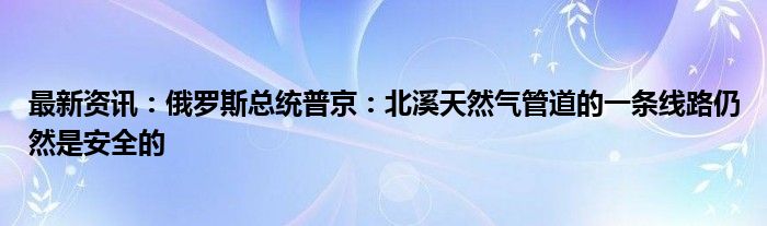 最新资讯：俄罗斯总统普京：北溪天然气管道的一条线路仍然是安全的