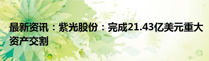 最新资讯：紫光股份：完成21.43亿美元重大资产交割