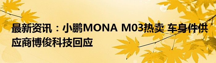 最新资讯：小鹏MONA M03热卖 车身件供应商博俊科技回应