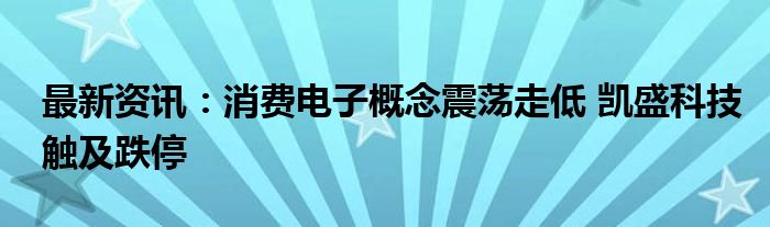 最新资讯：消费电子概念震荡走低 凯盛科技触及跌停