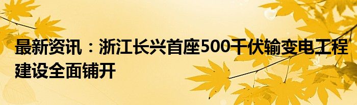 最新资讯：浙江长兴首座500千伏输变电工程建设全面铺开