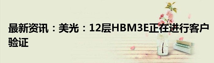 最新资讯：美光：12层HBM3E正在进行客户验证