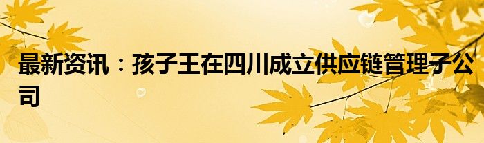 最新资讯：孩子王在四川成立供应链管理子公司