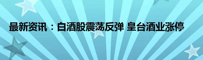 最新资讯：白酒股震荡反弹 皇台酒业涨停