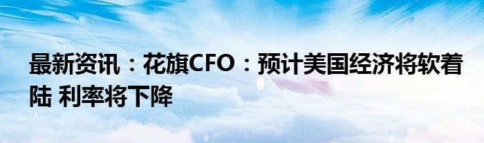 最新资讯：花旗CFO：预计美国经济将软着陆 利率将下降