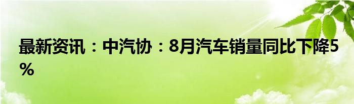 最新资讯：中汽协：8月汽车销量同比下降5%