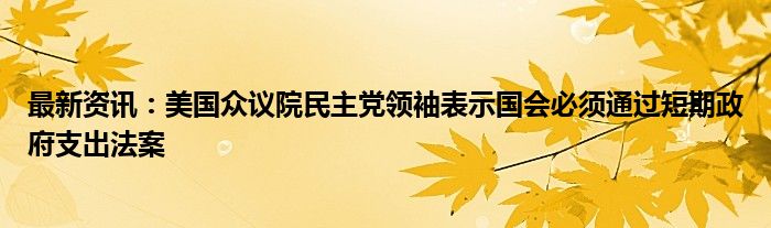 最新资讯：美国众议院民主党领袖表示国会必须通过短期政府支出法案