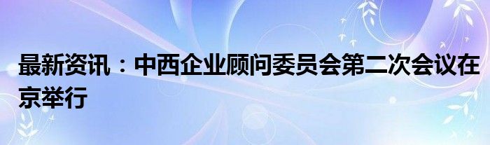 最新资讯：中西企业顾问委员会第二次会议在京举行