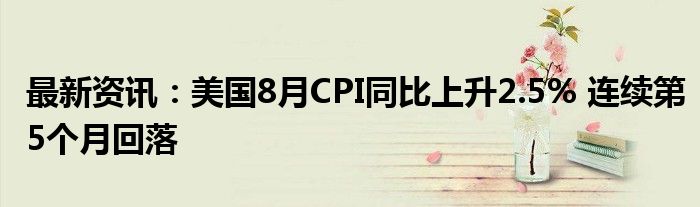 最新资讯：美国8月CPI同比上升2.5% 连续第5个月回落