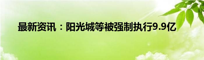 最新资讯：阳光城等被强制执行9.9亿